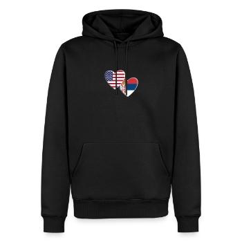 États-Unis Serbie américaine drapeau serbe fierté patriotique - Sweat à capuche Premium bio Homme - noir - Devant - Nico (187cm)