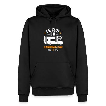 Roi du camping car - cadeau camping car humour - Sweat à capuche Premium bio Homme - noir - Devant - Nico (187cm)