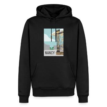 Nancy city - Men’s Premium Organic Hoodie - black - Front - Nico (187cm)