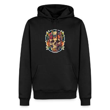 Human Skull & Flowers 23 - Men’s Premium Organic Hoodie - black - Front - Nico (187cm)