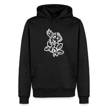 Fleur de rose - Sweat à capuche Premium bio Homme - noir - Devant - Nico (187cm)