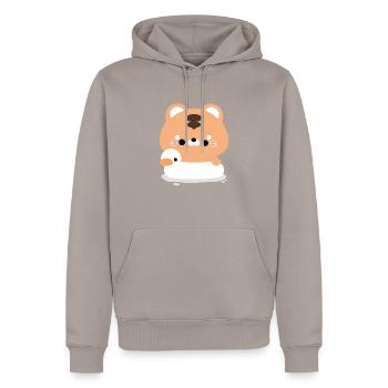 Tiger Swimming - Men’s Premium Organic Hoodie - taupe - Front - Nico (187cm)