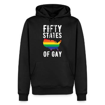 LGBT 50 États gays lesbiennes Rainbow Pride vacances - Sweat à capuche Premium bio Homme - noir - Devant - Nico (187cm)