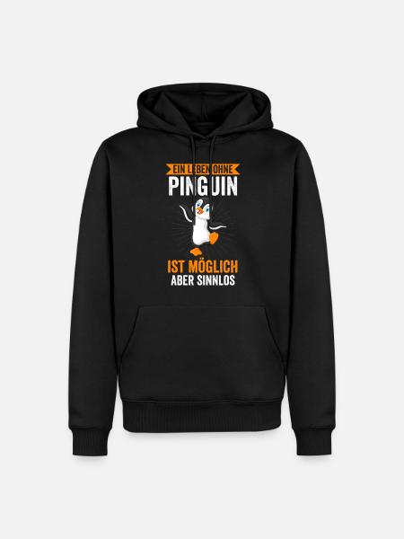 Ein Leben ohne Pinguine Pinguin - Männer Premium Bio Hoodie - Schwarz