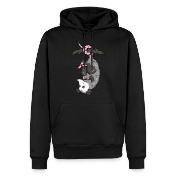 Opossum - Männer Premium Bio Hoodie - Schwarz - Vorne - Nico (187cm)