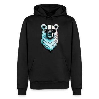 Cooler Eisbär - Polarbär mit Sonnenbrille - Männer Premium Bio Hoodie - Schwarz - Vorne - Nico (187cm)