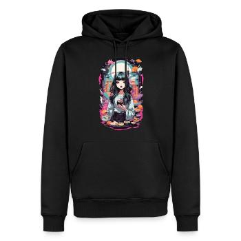 Anime e-Girl Sushi Goth Pastel Streetwear - Sweat à capuche Premium bio Homme - noir - Devant - Nico (187cm)
