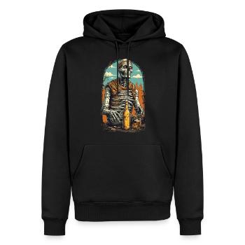 Mummy Skeleton Beer Halloween Retro Design - Men’s Premium Organic Hoodie - black - Front - Nico (187cm)