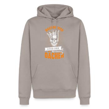 Couvreur Roi Des Toits Examen Collègue Dachde - Sweat à capuche Premium bio Homme - taupe - Devant - Nico (187cm)