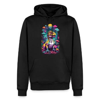 Champignon psychédélique Dino esthétique Festival Design - Sweat à capuche Premium bio Homme - noir - Devant - Nico (187cm)