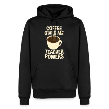 Le café me donne des pouvoirs de professeur 4 - Sweat à capuche Premium bio Homme - noir - Devant - Nico (187cm)