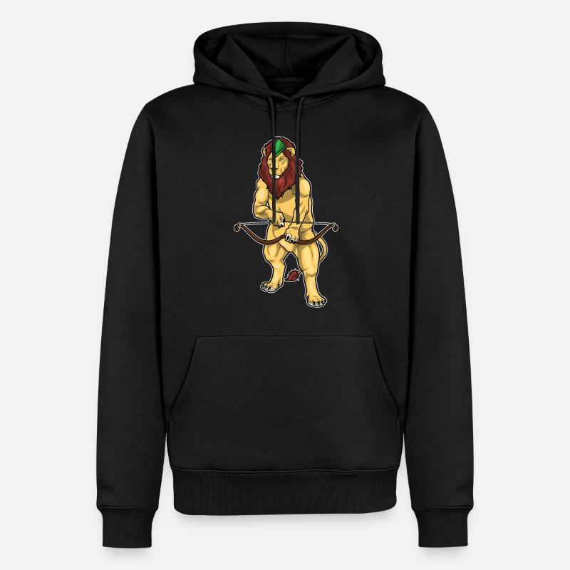 Arc d’archer lion - Sweat à capuche Premium bio Homme - noir