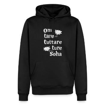 Om Tare Tuttare Ture Soha_schwarz-blanc - Sweat à capuche Premium bio Homme - noir - Devant - Nico (187cm)