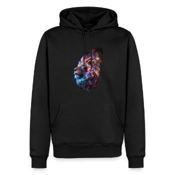 Galaxie Löwe - Männer Premium Bio Hoodie - Schwarz - Vorne - Nico (187cm)