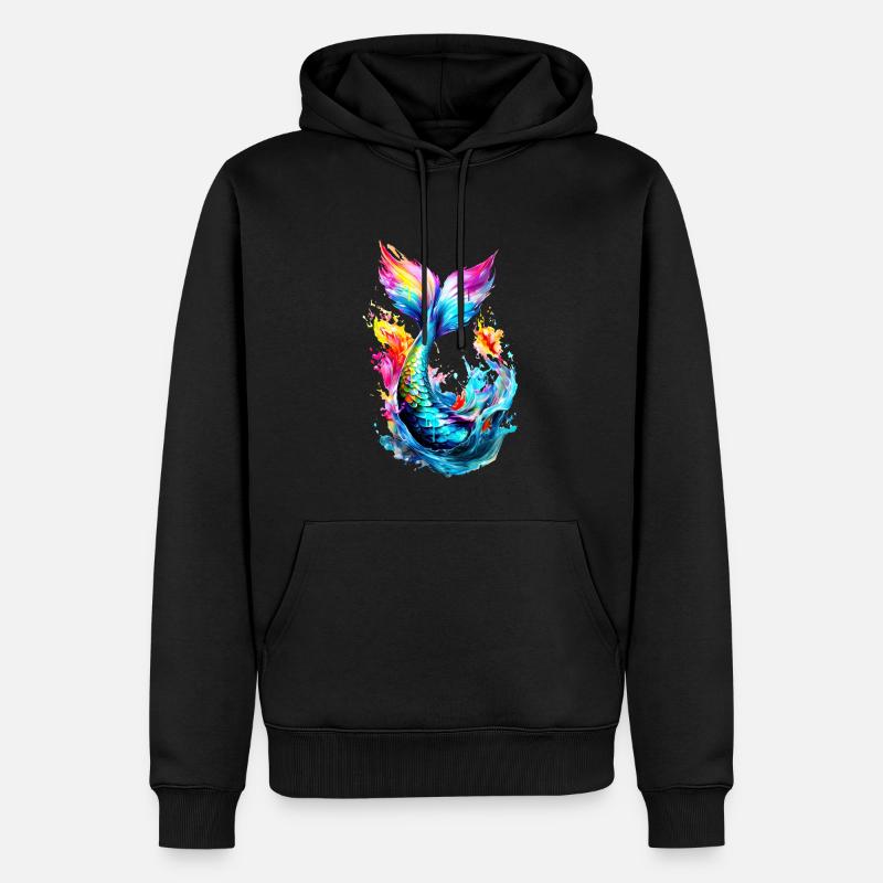 Queue de sirène peinte - Sweat à capuche Premium bio Homme - noir