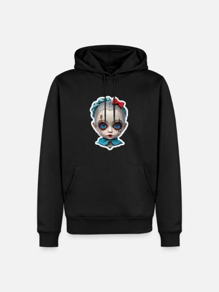 Poupée effrayante d’Halloween - Sweat à capuche Premium bio Homme - noir