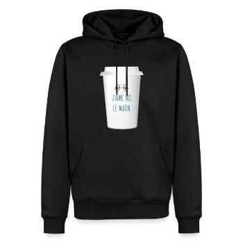 J’aime pas le matin. Yeux fatigués - Sweat à capuche Premium bio Homme - noir - Devant - Nico (187cm)