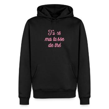 tasse de the - Sweat à capuche Premium bio Homme - noir - Devant - Nico (187cm)