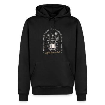 Citation café de spécialité humour - Sweat à capuche Premium bio Homme - noir - Devant - Nico (187cm)
