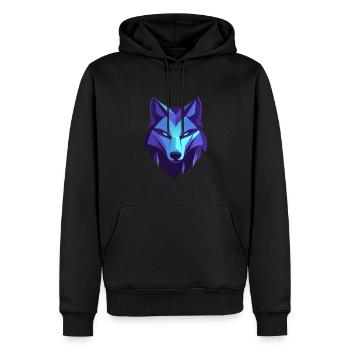 Geometrisches ruhiges Wolfslogo, Wolfsemblem - Männer Premium Bio Hoodie - Schwarz - Vorne - Nico (187cm)