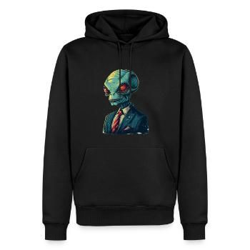 Alien im Anzug - Männer Premium Bio Hoodie - Schwarz - Vorne - Nico (187cm)