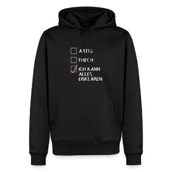 Cheeky Good Peut tout expliquer Noël - Sweat à capuche Premium bio Homme - noir - Devant - Nico (187cm)