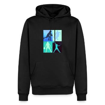 Basket-ball,Sports,Graffiti,Peinture,Joueur de basket-ball - Sweat à capuche Premium bio Homme - noir - Devant - Nico (187cm)
