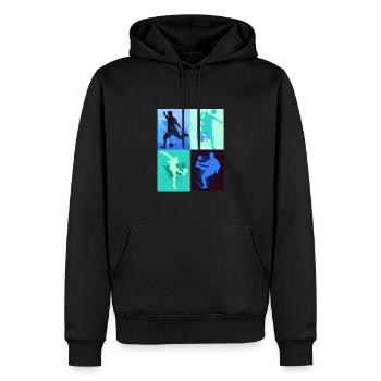 Soccer ,Joueur de soccer, Football,Graffiti,Bleu,Vert - Sweat à capuche Premium bio Homme - noir - Devant - Nico (187cm)