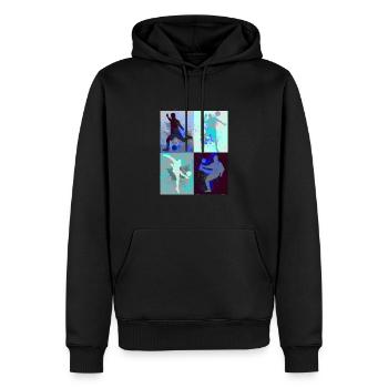 Fußball ,Fußballer , fußball,graffiti,bunt,blau - Männer Premium Bio Hoodie - Schwarz - Vorne - Nico (187cm)