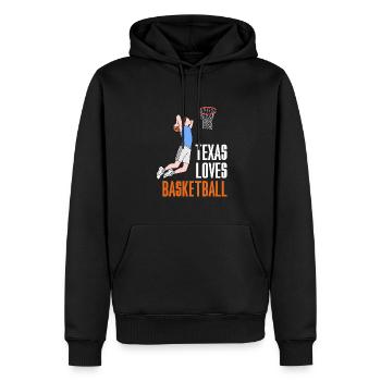 Texas Basketball Design für stolze texanische Fans - Männer Premium Bio Hoodie - Schwarz - Vorne - Nico (187cm)