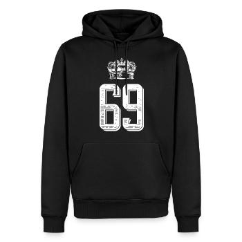 69 Zahl Krone - Männer Premium Bio Hoodie - Schwarz - Vorne - Nico (187cm)