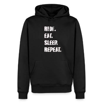 Ride manger dormir répéter les dictons équestres - Sweat à capuche Premium bio Homme - noir - Devant - Nico (187cm)