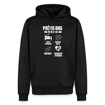 prévisions pour 2023 - Sweat à capuche Premium bio Homme - noir - Devant - Nico (187cm)