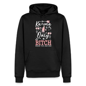 Karma Meditation Sarcasm Life - Men’s Premium Organic Hoodie - black - Front - Nico (187cm)