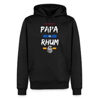 Papa au Rhum Gateau. Humour Cadeau Anniversaire - Sweat à capuche Premium bio Homme - noir - Devant - Nico (187cm)