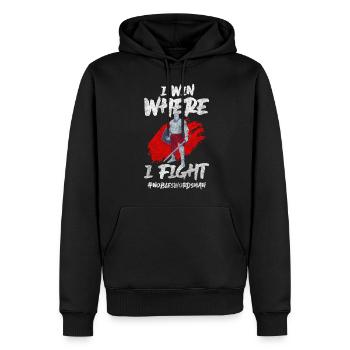 Duel de combat à l’épée Kendo Akido - Sweat à capuche Premium bio Homme - noir - Devant - Nico (187cm)