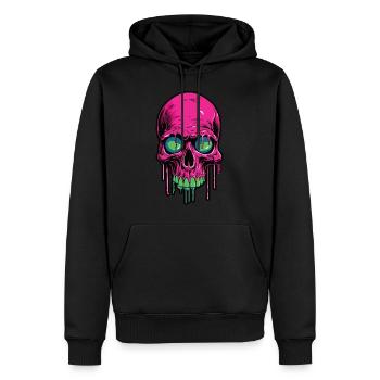 Crâne rose - Sweat à capuche Premium bio Homme - noir - Devant - Nico (187cm)