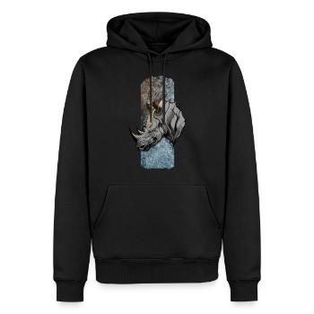 Titan majestueux : la noble posture de Rhino - Sweat à capuche Premium bio Homme - noir - Devant - Nico (187cm)