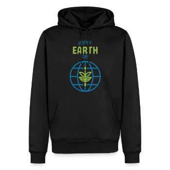 Joyeux Jour de la Terre Graphique Plante Monde Globe Nature - Sweat à capuche Premium bio Homme - noir - Devant - Nico (187cm)