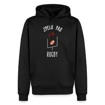 J peux pas j ai Rugby - Sweat à capuche Premium bio Homme - noir - Devant - Nico (187cm)