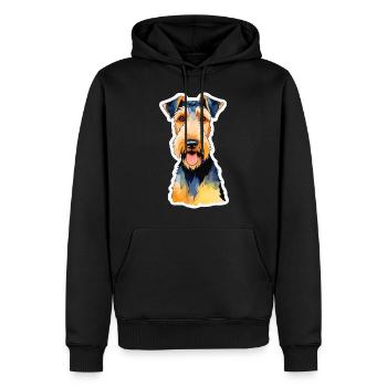Airedale Terrier Aquarelle - Sweat à capuche Premium bio Homme - noir - Devant - Nico (187cm)