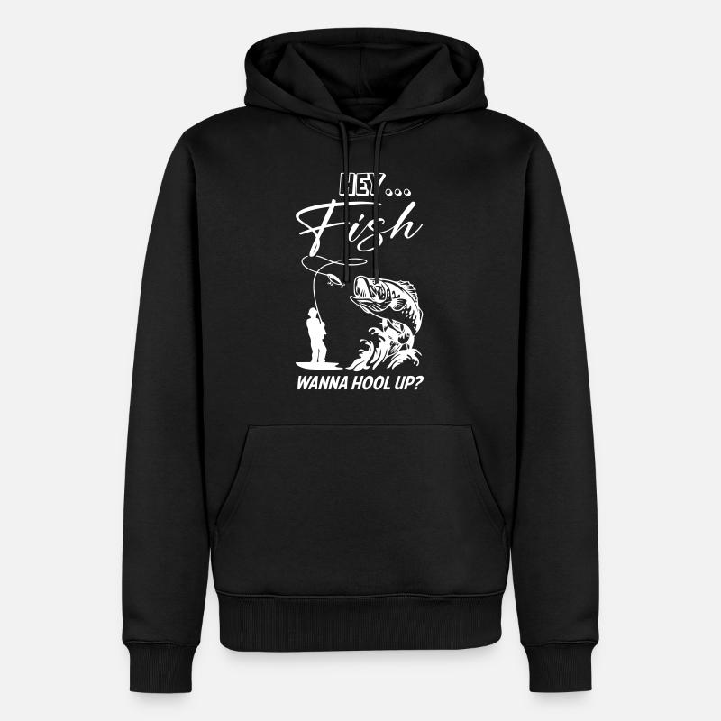 Hey Fish veut pêcher - Sweat à capuche Premium bio Homme - noir