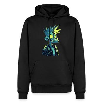 Zombie Punk Rocker – Neon Skull with Spiked Hair - Men’s Premium Organic Hoodie - black - Front - Nico (187cm)