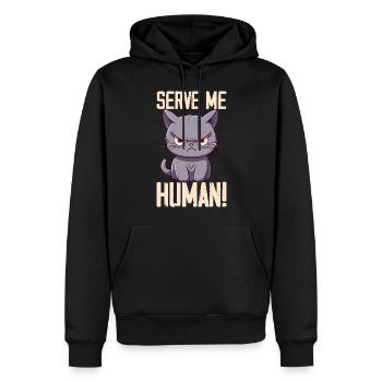 Serve Me Humain Chat Mignon - Sweat à capuche Premium bio Homme - noir - Devant - Nico (187cm)
