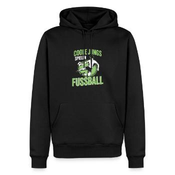 Garçons cool jouant au football - Design dynamique - Sweat à capuche Premium bio Homme - noir - Devant - Nico (187cm)