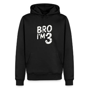 Frère, j’ai 3 ans – Design d’anniversaire cool - Sweat à capuche Premium bio Homme - noir - Devant - Nico (187cm)