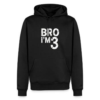 Frère, j’ai 3 ans – Design d’anniversaire cool - Sweat à capuche Premium bio Homme - noir - Devant - Nico (187cm)