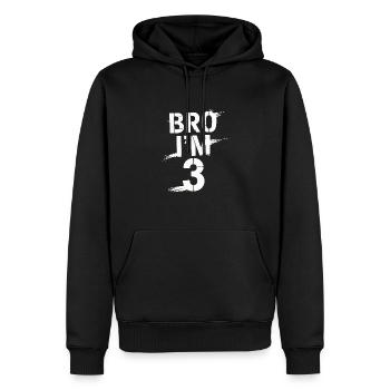 Frère, j’ai 3 ans – Design d’anniversaire cool - Sweat à capuche Premium bio Homme - noir - Devant - Nico (187cm)