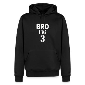 Frère, j’ai 3 ans – Design d’anniversaire cool - Sweat à capuche Premium bio Homme - noir - Devant - Nico (187cm)