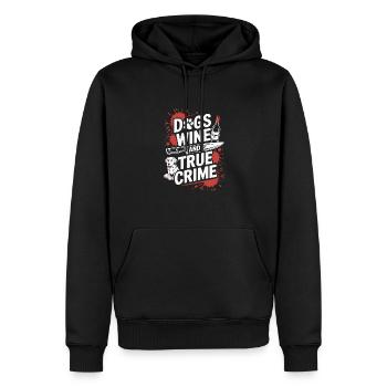 Chiens, vin et true crime – Funny Design - Sweat à capuche Premium bio Homme - noir - Devant - Nico (187cm)
